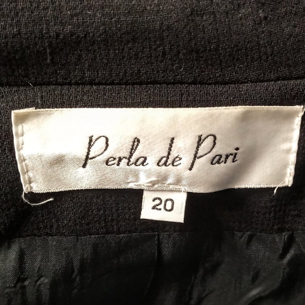 Perla de Pari Black Crepe Satin Trim Coat Jacket - Picture 4 of 5